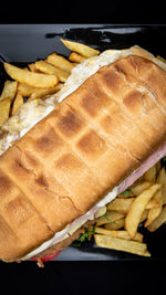 High angle view of bread on table