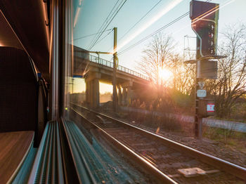 Blurred motion of train at railroad station