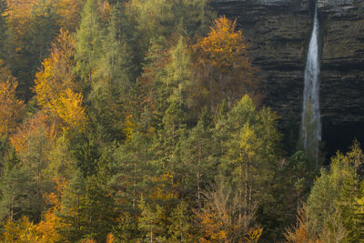 Pericnik waterfall in autumn at triglav national park in slovenia with fall colors