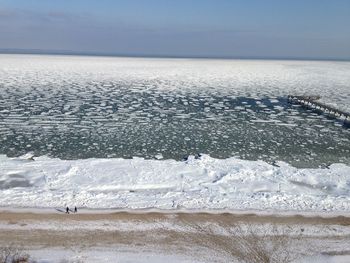 High angle view of beach in winter