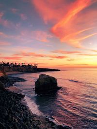 Scenic view of sea against sky at sunset