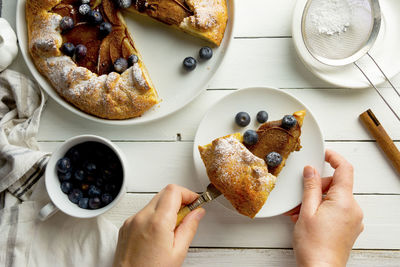 A slice of homemade pear galette. delicious breakfast, healthy eating