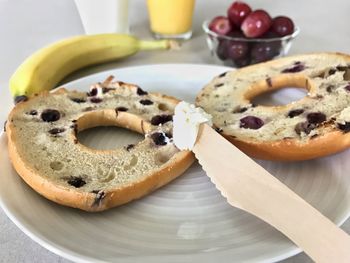 Close-up of breakfast on table