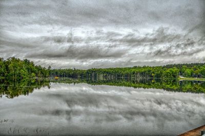 Scenic view of landscape against cloudy sky