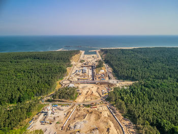 Aerial view on the canal under construction in poland