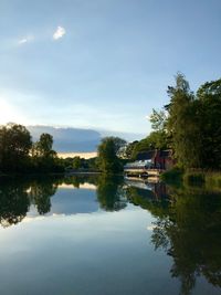 Scenic view of lake against sky