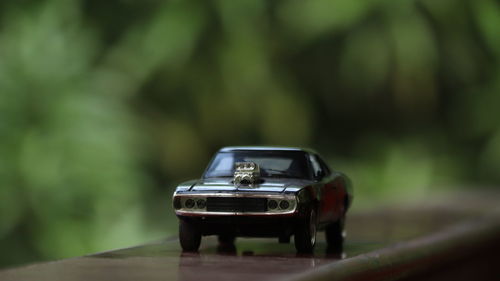 Close-up of toy car