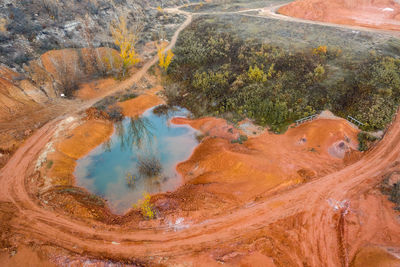 Hungary - gánt town with bauxite mine. it gives the impression of an mars landscape