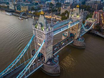 High angle view of bridge over river