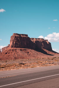 Rock formations on road