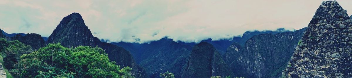 Panoramic view of mountains against sky