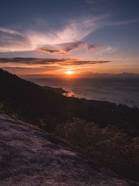 Scenic view of sunset cloud sky over the horizon. west coast viewpoint. koh tao island, thailand.