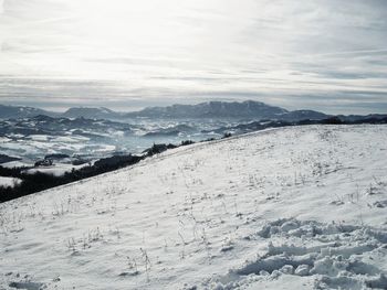 Scenic view of mountains against sky