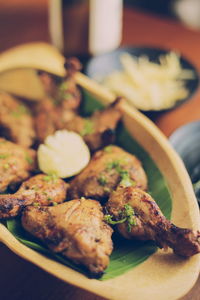 Close-up of food served in plate