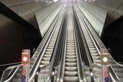 Low angle view of escalator in subway station