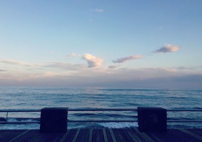 Scenic view of sea against sky at sunset