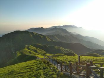 Scenic view of mountains against clear sky