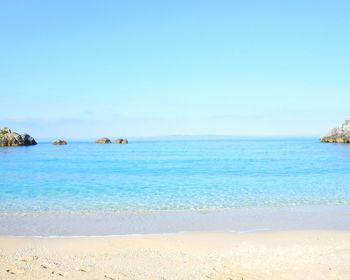 Scenic view of sea against clear sky