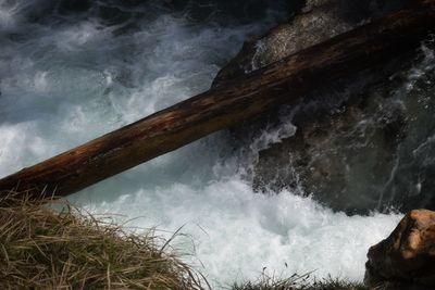 Sea waves splashing on rocks