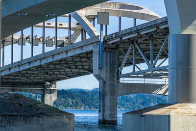 Beneath the interstate 90 bridges in seattle, washington.