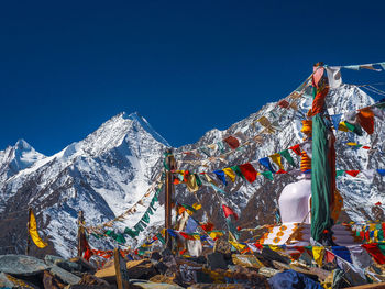 Built structure against blue sky during winter