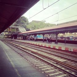 Train at railroad station platform