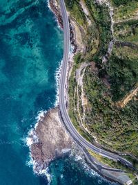 High angle view of shore amidst land