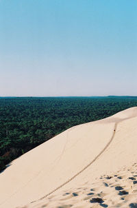 Scenic view of sea against clear sky