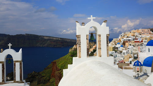 Panoramic view of buildings against sky in city