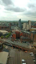 High angle view of cityscape against sky