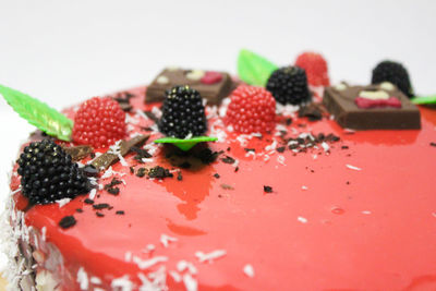 Close-up of strawberries on table