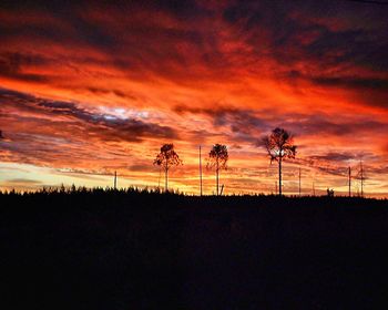Silhouette of landscape at sunset