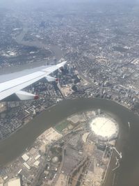 Aerial view of city seen from airplane