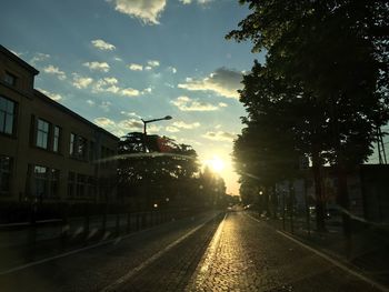 Empty road at sunset