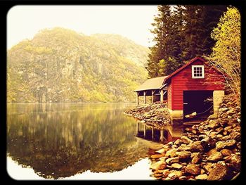 Scenic view of lake and mountains