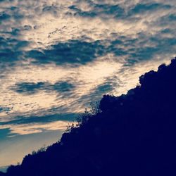 Silhouette of trees against cloudy sky