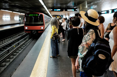 Train on railroad station platform