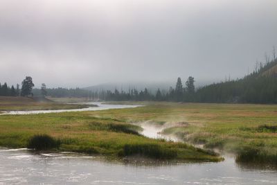 Scenic view of lake against sky