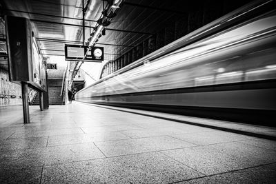 Blurred motion of subway tunnel