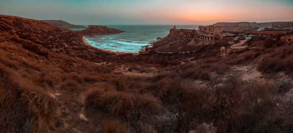 Panoramic view of sea against sky and beach