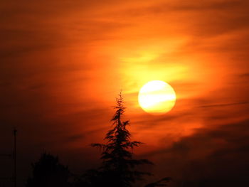 Low angle view of silhouette trees against romantic sky at sunset