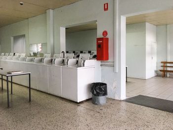 Interior of empty laundromat