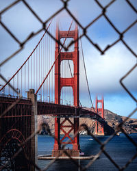 Low angle view of suspension bridge
