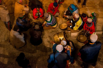 High angle view of people at music concert