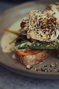 Close-up of bread in plate