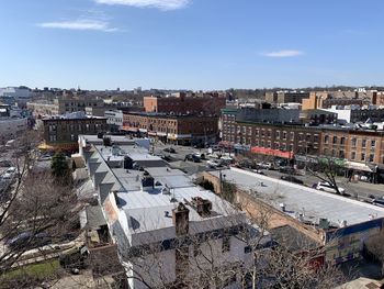 High angle view of townscape against sky