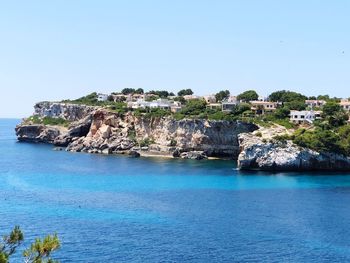 Scenic view of sea against clear sky