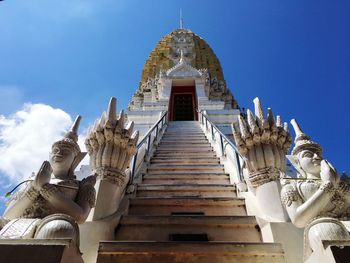 Low angle view of temple against building