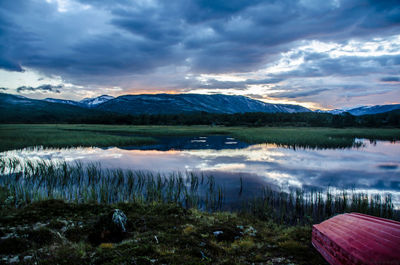 Scenic view of lake against sky