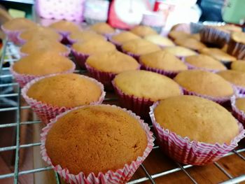 Close-up of cupcakes on table